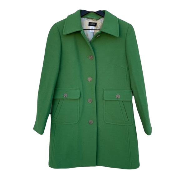 J. Crew Green Pea Coat - Picture 1 of 3
